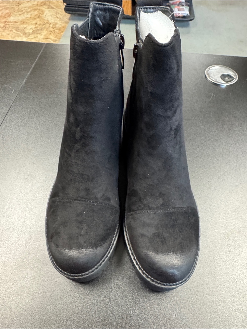Pierre Dumas Black Suede Ankle Booties with Side Zip